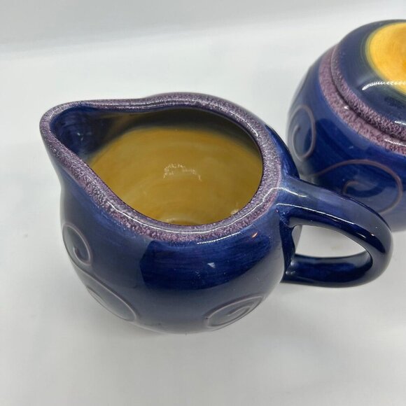 Tabletops Unlimited Fusina hand painted sugar bowl and creamer set ceramic - Picture 5 of 9